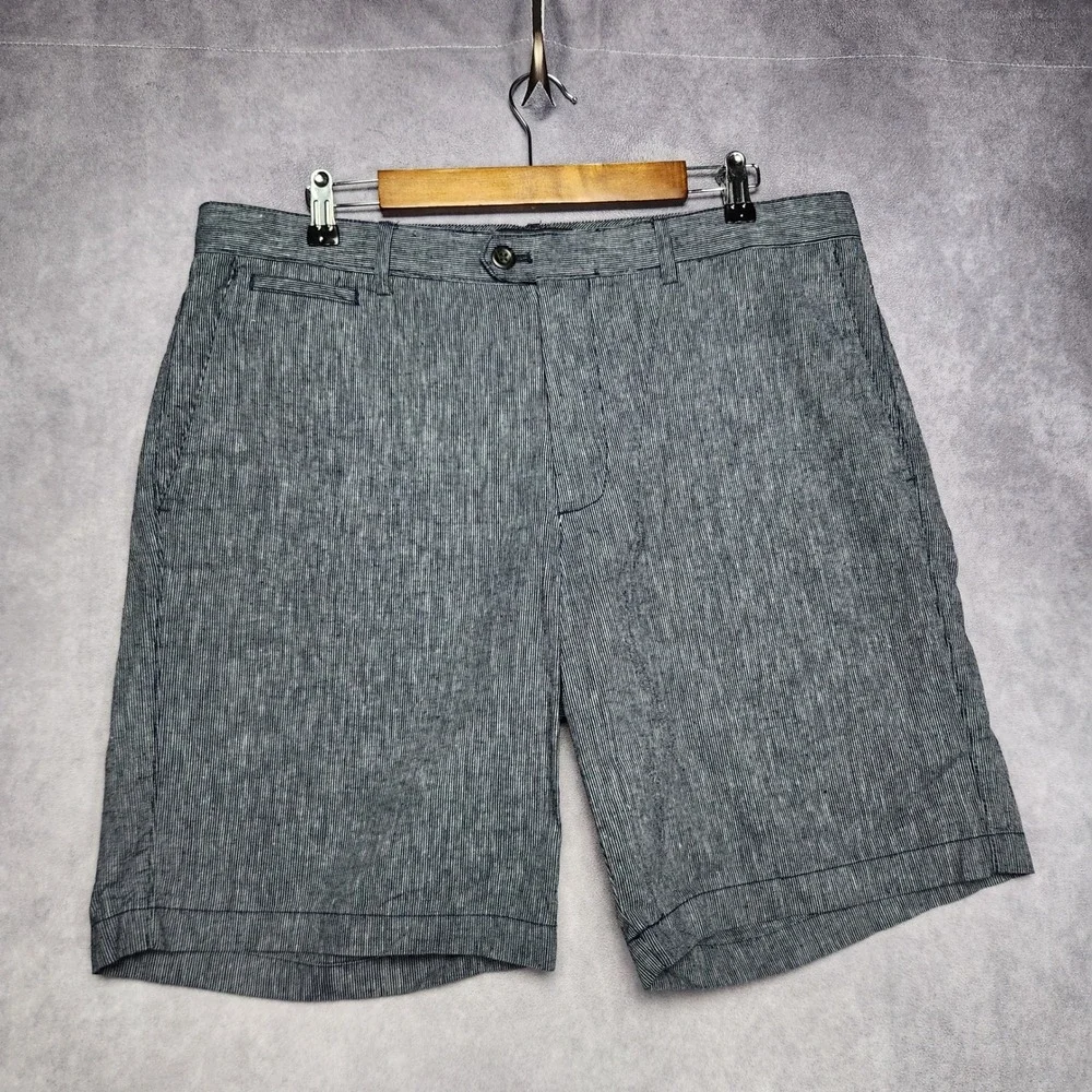 Banana Republic Mens 36 Blue White Stripe Linen Blend Shorts